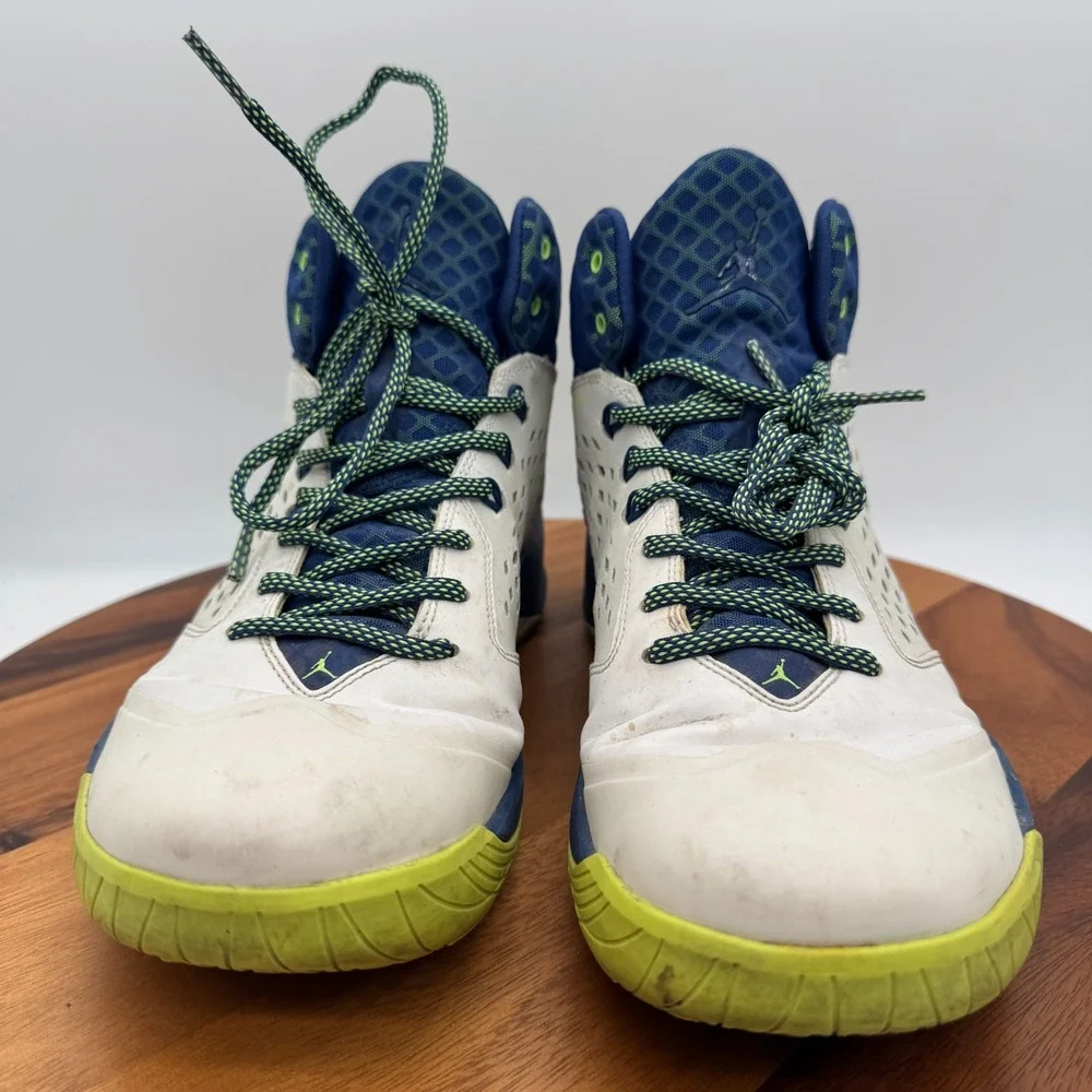 Jordan Rising High Shoes Mens 12 White Insignia Blue Ghost Green Sneakers